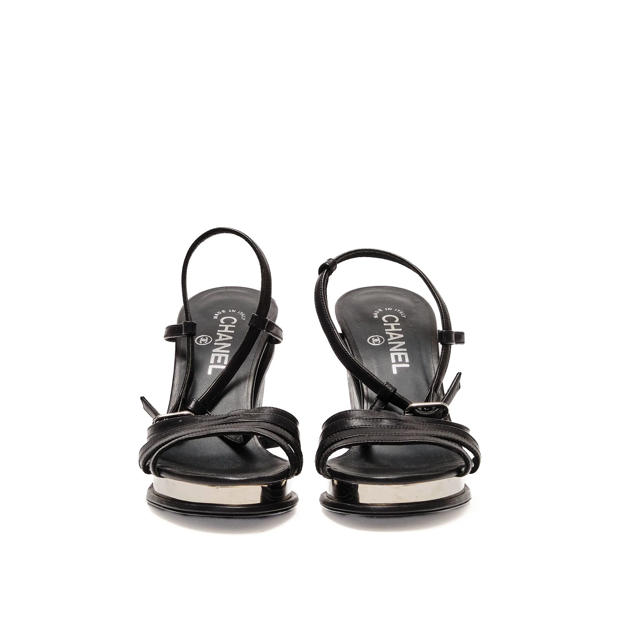 超美品☆CHANEL ストラップ ミュール Chanel beige leather detailed with pearls sandals | Vintage